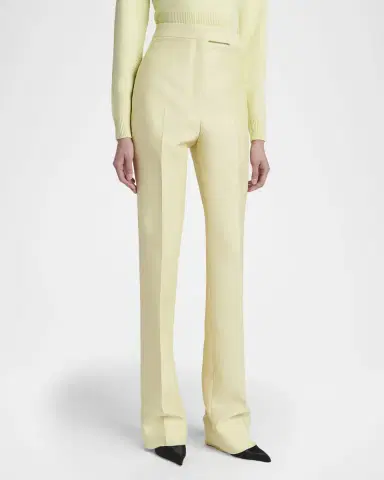 Tom Ford High-Rise Wool-Silk Straight-Leg Pants | Thumbnail 4 Tom Ford High-Rise Wool-Silk Straight-Leg Pants | Thumbnail 4