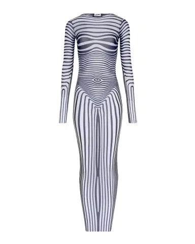 Jean Paul Gaultier Re-Edition Body Morphing Trompe L 'oeil Mesh Long-Sleeve Maxi Dress | Thumbnail 1 Jean Paul Gaultier Re-Edition Body Morphing Trompe L 'oeil Mesh Long-Sleeve Maxi Dress | Thumbnail 1