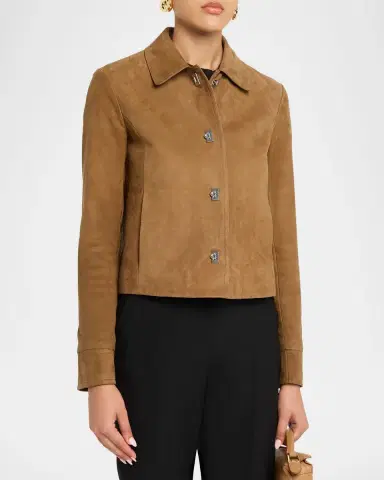 Ferragamo Nubuck Leather Boxy Jacket | Thumbnail 4 Ferragamo Nubuck Leather Boxy Jacket | Thumbnail 4