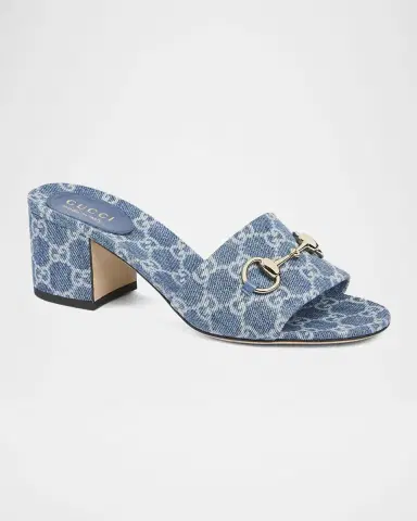 Gucci 55mm Siaga GG Monogram Denim Block-Heel Sandals | Thumbnail 2 Gucci 55mm Siaga GG Monogram Denim Block-Heel Sandals | Thumbnail 2