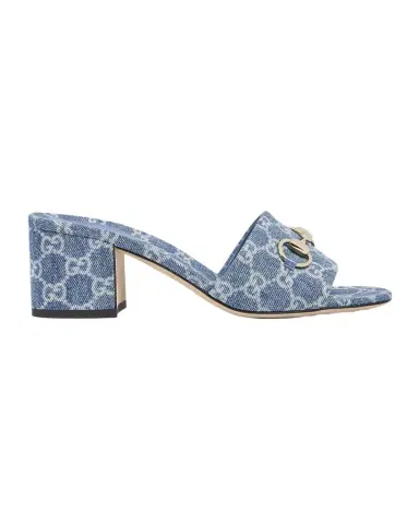 Gucci 55mm Siaga GG Monogram Denim Block-Heel Sandals | Thumbnail 1 Gucci 55mm Siaga GG Monogram Denim Block-Heel Sandals | Thumbnail 1