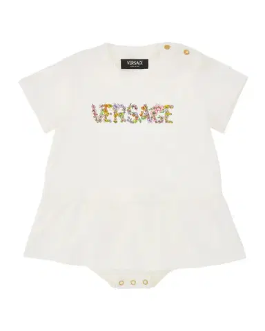 Versace Girl's Stretch Jersey Romper Dress, Size 1M-18M | Thumbnail 1 Versace Girl's Stretch Jersey Romper Dress, Size 1M-18M | Thumbnail 1