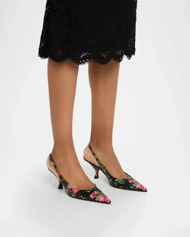 Dolce & Gabbana 60mm Cutout DG Floral Leather Mule Sandals | Thumbnail 2 Dolce & Gabbana 60mm Cutout DG Floral Leather Mule Sandals | Thumbnail 2