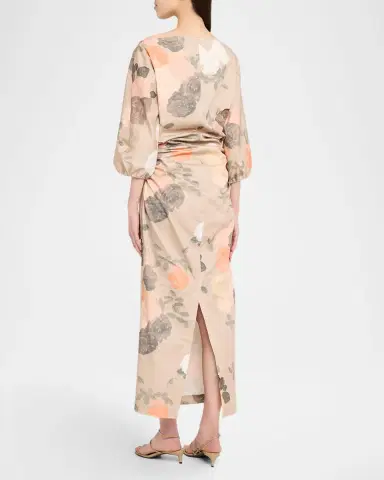 BERNADETTE Ezra Floral-Print Ruched 3/4-Sleeve Maxi Dress | Thumbnail 3 BERNADETTE Ezra Floral-Print Ruched 3/4-Sleeve Maxi Dress | Thumbnail 3