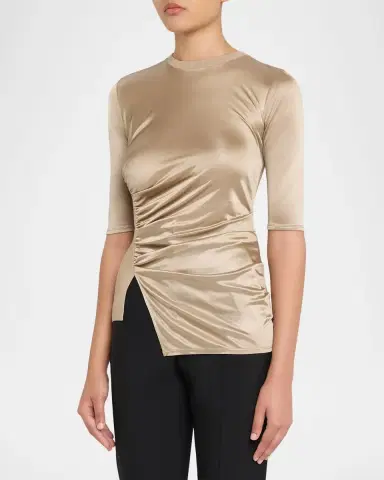 Giorgio Armani Draped Jersey Short-Sleeve Top | Thumbnail 4 Giorgio Armani Draped Jersey Short-Sleeve Top | Thumbnail 4