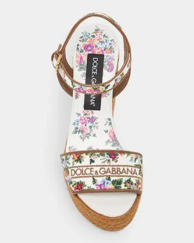 Dolce & Gabbana 90mm Floral Logo-Embroidered Espadrille Wedge Sandals | Thumbnail 4 Dolce & Gabbana 90mm Floral Logo-Embroidered Espadrille Wedge Sandals | Thumbnail 4