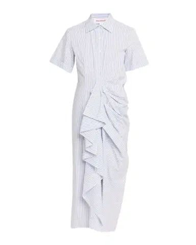 Rosie Assoulin Gathered Ruffle Striped Cotton Midi Shirtdress | Thumbnail 1 Rosie Assoulin Gathered Ruffle Striped Cotton Midi Shirtdress | Thumbnail 1