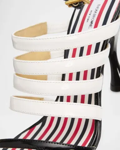 Thom Browne 90mm 4-Bar Strappy Patent Leather Sandals | Thumbnail 5 Thom Browne 90mm 4-Bar Strappy Patent Leather Sandals | Thumbnail 5