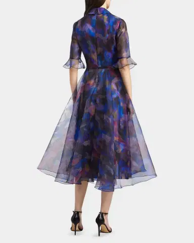 Theia Colette Abstract-Print Organza Midi Shirtdress | Thumbnail 5 Theia Colette Abstract-Print Organza Midi Shirtdress | Thumbnail 5