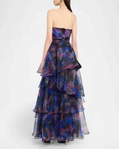 Theia Seona Strapless Tiered Organza Gown | Thumbnail 2 Theia Seona Strapless Tiered Organza Gown | Thumbnail 2