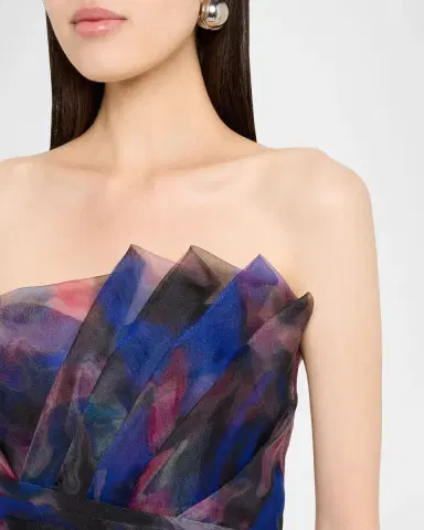 Theia Seona Strapless Tiered Organza Gown | Thumbnail 4 Theia Seona Strapless Tiered Organza Gown | Thumbnail 4