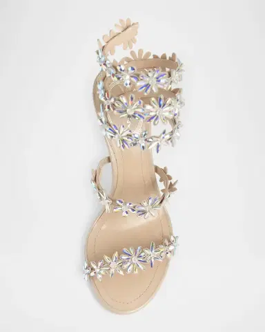 René Caovilla 100mm Cleo Flower-Embellished Leather Sandals | Thumbnail 4 René Caovilla 100mm Cleo Flower-Embellished Leather Sandals | Thumbnail 4