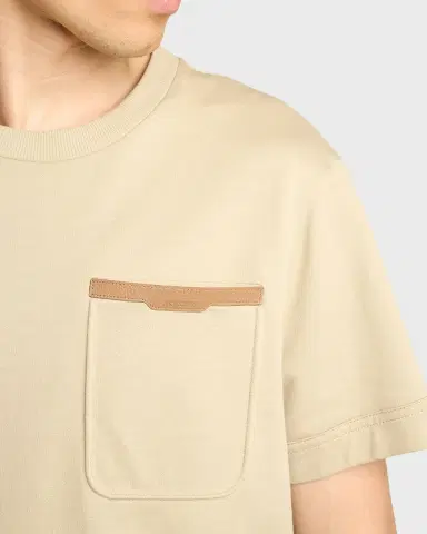Moncler Men's Leather-Trim Pocket Cotton T-Shirt | Thumbnail 5 Moncler Men's Leather-Trim Pocket Cotton T-Shirt | Thumbnail 5