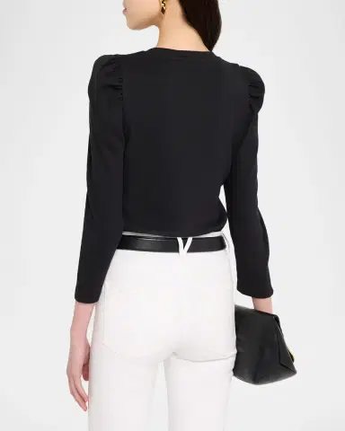 Veronica Beard Britney Puff-Sleeve Cotton Top | Thumbnail 3 Veronica Beard Britney Puff-Sleeve Cotton Top | Thumbnail 3