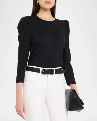Veronica Beard Britney Puff-Sleeve Cotton Top | Thumbnail 4 Veronica Beard Britney Puff-Sleeve Cotton Top | Thumbnail 4
