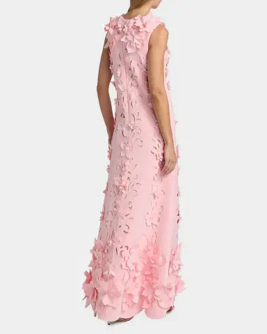 Badgley Mischka Sleeveless Cutout Floral Applique Gown | Thumbnail 3 Badgley Mischka Sleeveless Cutout Floral Applique Gown | Thumbnail 3
