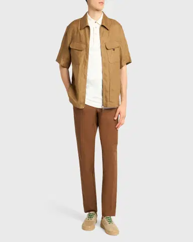 Moncler Men 's Flax Short-Sleeve Utility Shirt | Thumbnail 2 Moncler Men 's Flax Short-Sleeve Utility Shirt | Thumbnail 2