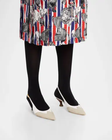 Thom Browne 50mm Brogue Leather Slingback Pumps | Thumbnail 2 Thom Browne 50mm Brogue Leather Slingback Pumps | Thumbnail 2