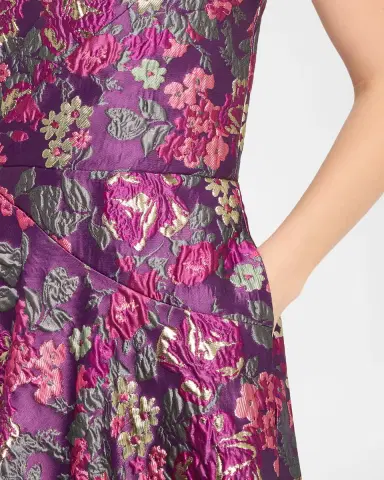 Theia Carolina Strapless Floral Jacquard Midi Dress | Thumbnail 5 Theia Carolina Strapless Floral Jacquard Midi Dress | Thumbnail 5