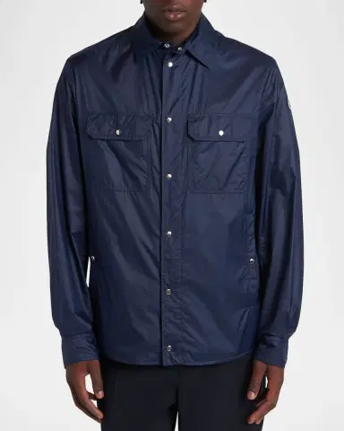 Moncler Men's Nylon Snap-Front Shirt Jacket | Thumbnail 4 Moncler Men's Nylon Snap-Front Shirt Jacket | Thumbnail 4