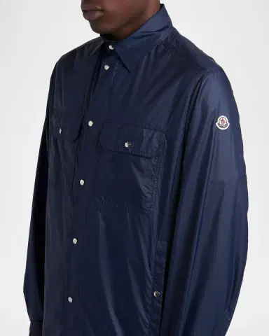 Moncler Men's Nylon Snap-Front Shirt Jacket | Thumbnail 5 Moncler Men's Nylon Snap-Front Shirt Jacket | Thumbnail 5