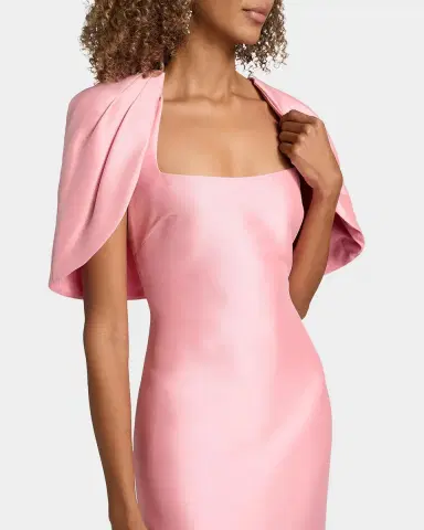 Badgley Mischka Square-Neck Mikado Capelet Trumpet Gown | Thumbnail 5 Badgley Mischka Square-Neck Mikado Capelet Trumpet Gown | Thumbnail 5