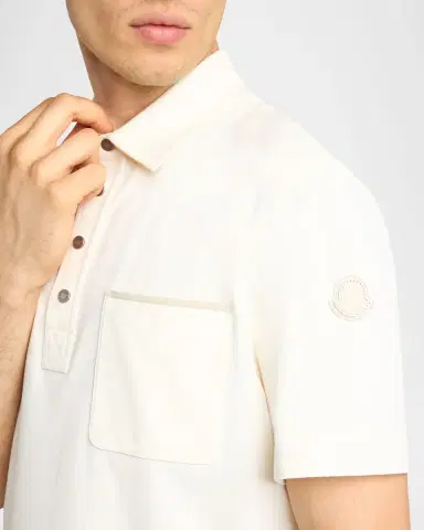 Moncler Men's Short-Sleeve Cotton Pique Polo Shirt | Thumbnail 5 Moncler Men's Short-Sleeve Cotton Pique Polo Shirt | Thumbnail 5