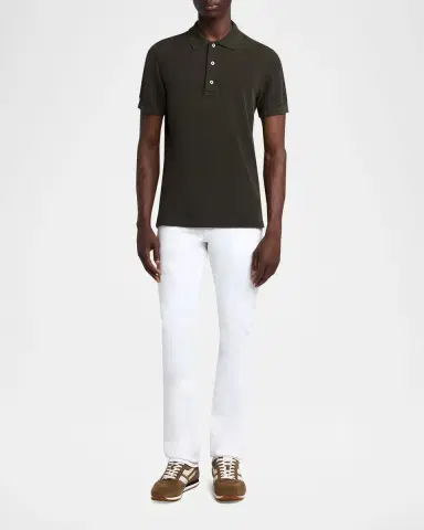 Tom Ford Men's Lyocell Pique Polo Shirt | Thumbnail 2 Tom Ford Men's Lyocell Pique Polo Shirt | Thumbnail 2