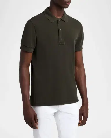 Tom Ford Men's Lyocell Pique Polo Shirt | Thumbnail 4 Tom Ford Men's Lyocell Pique Polo Shirt | Thumbnail 4