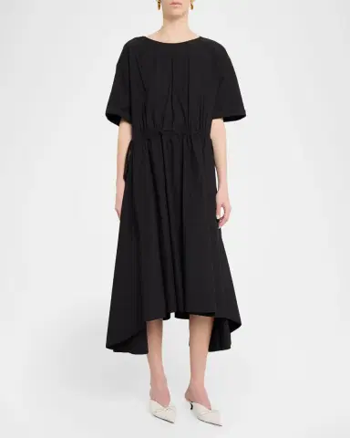 Lafayette 148 New York Drawstring Cotton Midi Dress | Thumbnail 2 Lafayette 148 New York Drawstring Cotton Midi Dress | Thumbnail 2