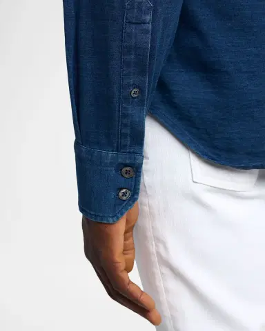 TOM FORD Men's Cotton Denim Point-Collar Button-Down Shirt | Thumbnail 5 TOM FORD Men's Cotton Denim Point-Collar Button-Down Shirt | Thumbnail 5