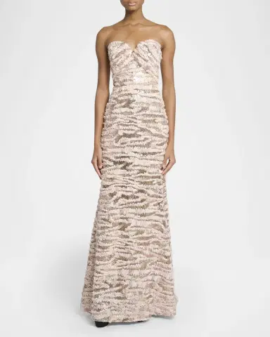 Elie Saab Sequined Chiffon Ruffled Strapless Gown | Thumbnail 2 Elie Saab Sequined Chiffon Ruffled Strapless Gown | Thumbnail 2