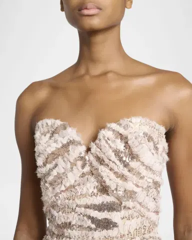 Elie Saab Sequined Chiffon Ruffled Strapless Gown | Thumbnail 5 Elie Saab Sequined Chiffon Ruffled Strapless Gown | Thumbnail 5