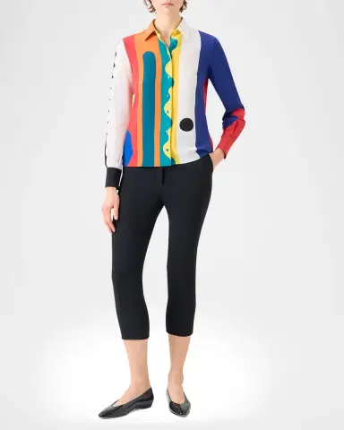 Akris Abstract-Print Silk Crepe Button-Down Shirt | Thumbnail 2 Akris Abstract-Print Silk Crepe Button-Down Shirt | Thumbnail 2
