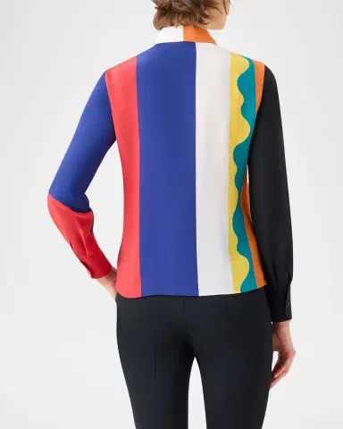 Akris Abstract-Print Silk Crepe Button-Down Shirt | Thumbnail 3 Akris Abstract-Print Silk Crepe Button-Down Shirt | Thumbnail 3