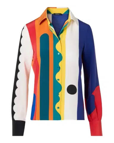 Akris Abstract-Print Silk Crepe Button-Down Shirt | Thumbnail 1 Akris Abstract-Print Silk Crepe Button-Down Shirt | Thumbnail 1