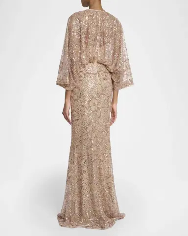 Elie Saab Semi-Sheer Sequin Embroidered Mesh Dress | Thumbnail 3 Elie Saab Semi-Sheer Sequin Embroidered Mesh Dress | Thumbnail 3
