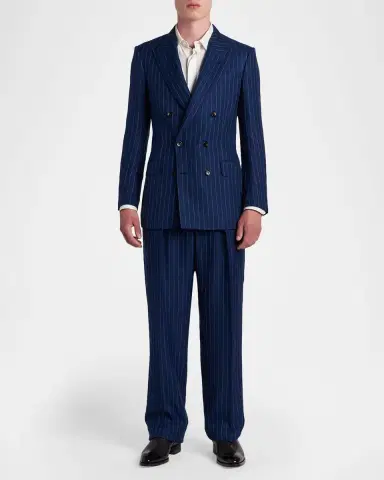 Tom Ford Pinstripe Wool-Linen Mid-Rise Straight-Leg Pants | Thumbnail 2 Tom Ford Pinstripe Wool-Linen Mid-Rise Straight-Leg Pants | Thumbnail 2