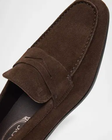 Tod 's Men's Suede Penny Loafers | Thumbnail 3 Tod 's Men's Suede Penny Loafers | Thumbnail 3