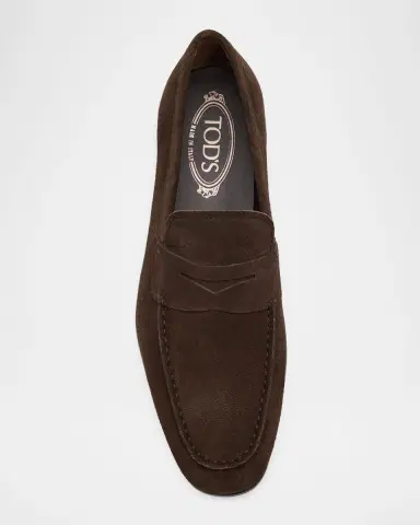 Tod 's Men's Suede Penny Loafers | Thumbnail 4 Tod 's Men's Suede Penny Loafers | Thumbnail 4