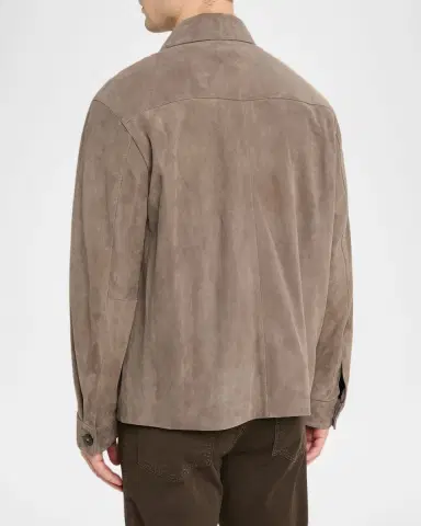 FRAME Men 's Taupe Suede Chore Coat | Thumbnail 3 FRAME Men 's Taupe Suede Chore Coat | Thumbnail 3
