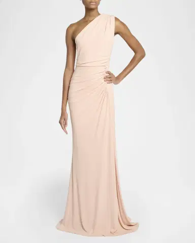 Elie Saab One-Shoulder Ruched Jersey Gown | Thumbnail 4 Elie Saab One-Shoulder Ruched Jersey Gown | Thumbnail 4
