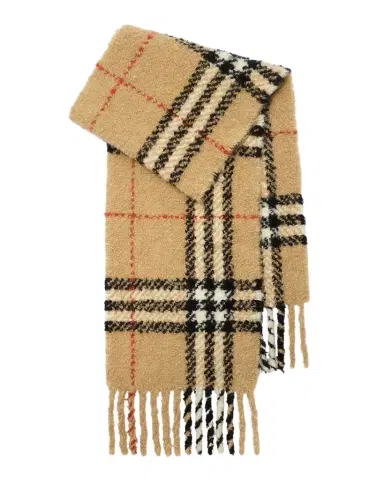 Burberry Check Alpaca Wool Blend Bouclé Scarf | Thumbnail 1 Burberry Check Alpaca Wool Blend Bouclé Scarf | Thumbnail 1