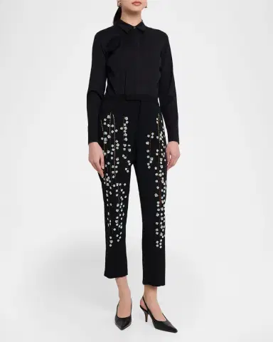 Libertine Sakura Embellished Narrow-Leg Crop Trousers | Thumbnail 2 Libertine Sakura Embellished Narrow-Leg Crop Trousers | Thumbnail 2
