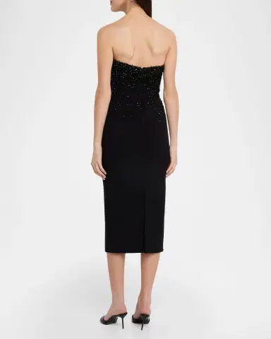 Pamella Roland Embellished Strapless Crepe Midi Gown | Thumbnail 3 Pamella Roland Embellished Strapless Crepe Midi Gown | Thumbnail 3