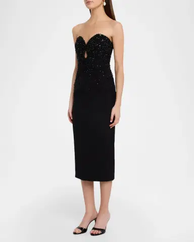 Pamella Roland Embellished Strapless Crepe Midi Gown | Thumbnail 4 Pamella Roland Embellished Strapless Crepe Midi Gown | Thumbnail 4