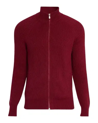 Brunello Cucinelli Men's Cotton Rib Full-Zip Cardigan | Thumbnail 1 Brunello Cucinelli Men's Cotton Rib Full-Zip Cardigan | Thumbnail 1