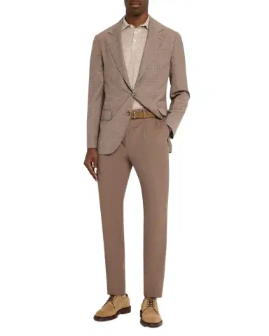 Brunello Cucinelli Men's Linen and Cotton Heathered Polo Shirt | Thumbnail 1 Brunello Cucinelli Men's Linen and Cotton Heathered Polo Shirt | Thumbnail 1