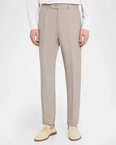 Brunello Cucinelli Men's Virgin Wool Leisure-Fit Pleated Trousers | Thumbnail 4 Brunello Cucinelli Men's Virgin Wool Leisure-Fit Pleated Trousers | Thumbnail 4