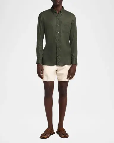 TOM FORD Men's Slim-Fit Gabardine Button-Down Shirt | Thumbnail 2 TOM FORD Men's Slim-Fit Gabardine Button-Down Shirt | Thumbnail 2